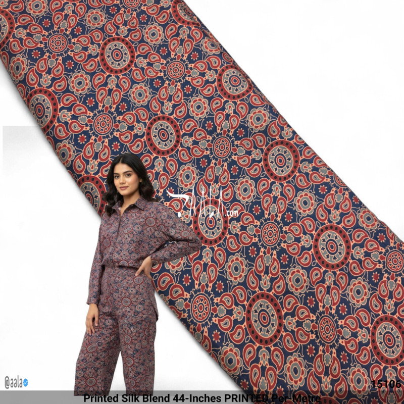 Printed Silk Blend 44-Inches PRINTED Per-Metre