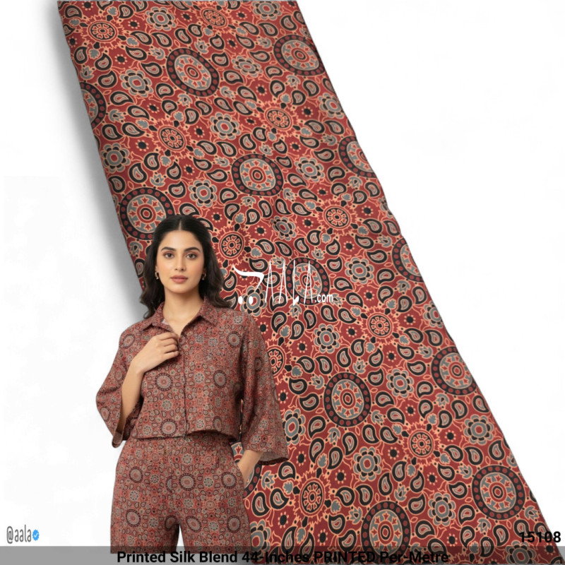 Printed Silk Blend 44-Inches PRINTED Per-Metre