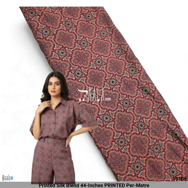 Printed Silk Blend 44-Inches PRINTED Per-Metre