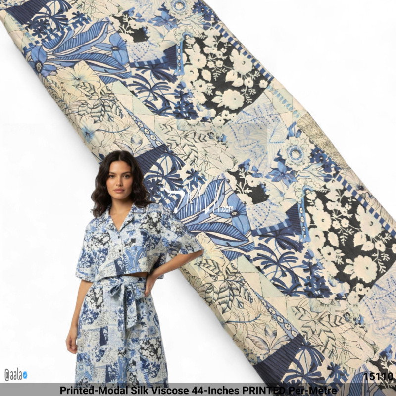 Printed-Modal Silk Viscose 44-Inches PRINTED Per-Metre