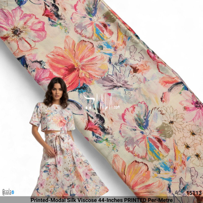 Printed-Modal Silk Viscose 44-Inches PRINTED Per-Metre