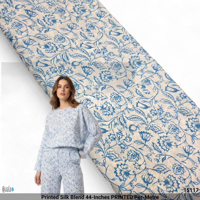 Printed Silk Blend 44-Inches PRINTED Per-Metre