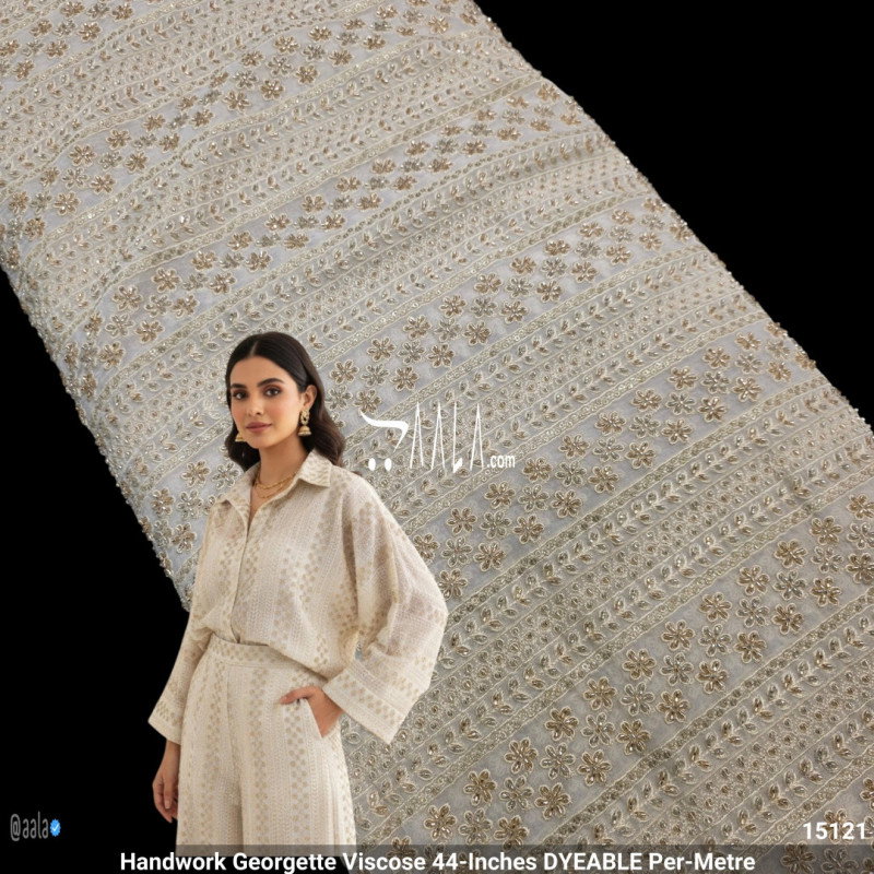 Handwork Georgette Viscose 44-Inches DYEABLE Per-Metre