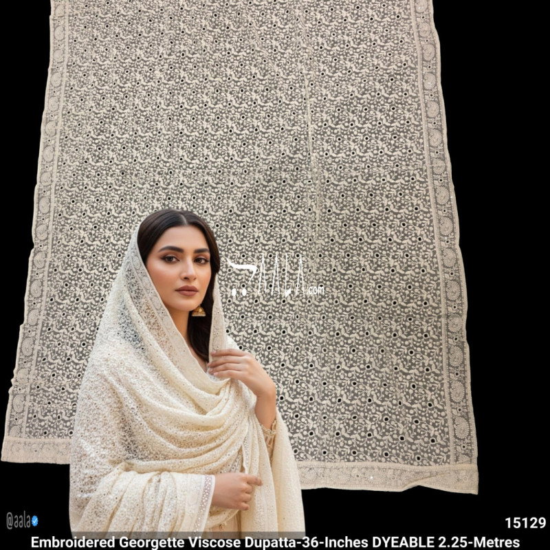 Embroidered Georgette Viscose Dupatta-36-Inches DYEABLE 2.25-Metres