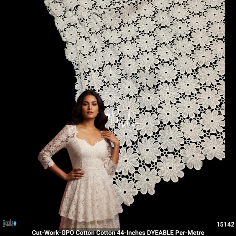 Cut-Work-GPO Cotton Cotton 44-Inches DYEABLE Per-Metre