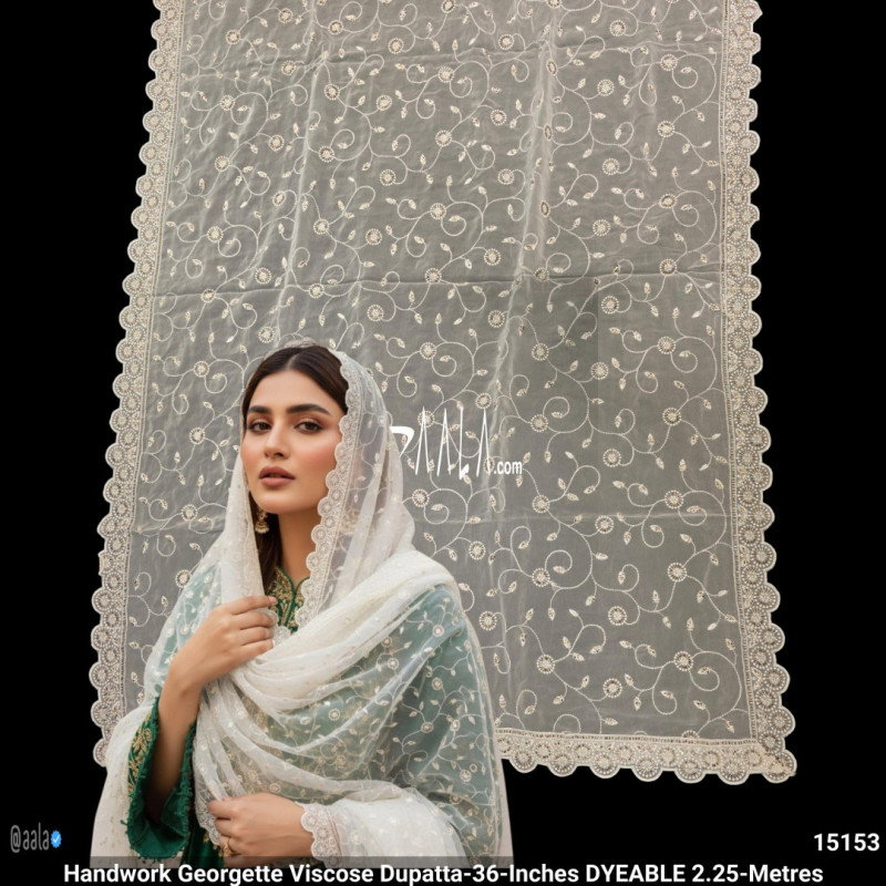 Handwork Georgette Viscose Dupatta-36-Inches DYEABLE 2.25-Metres