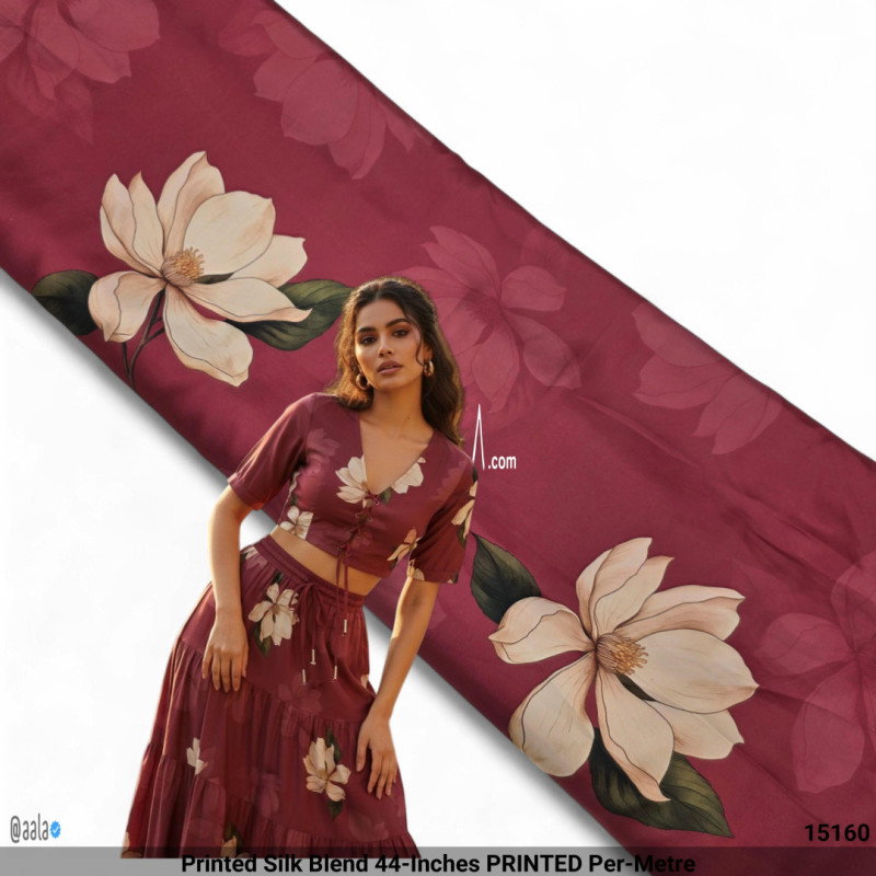Printed Silk Blend 44-Inches PRINTED Per-Metre