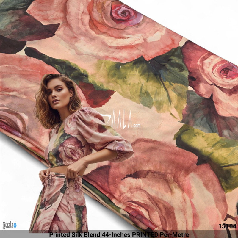 Printed Silk Blend 44-Inches PRINTED Per-Metre