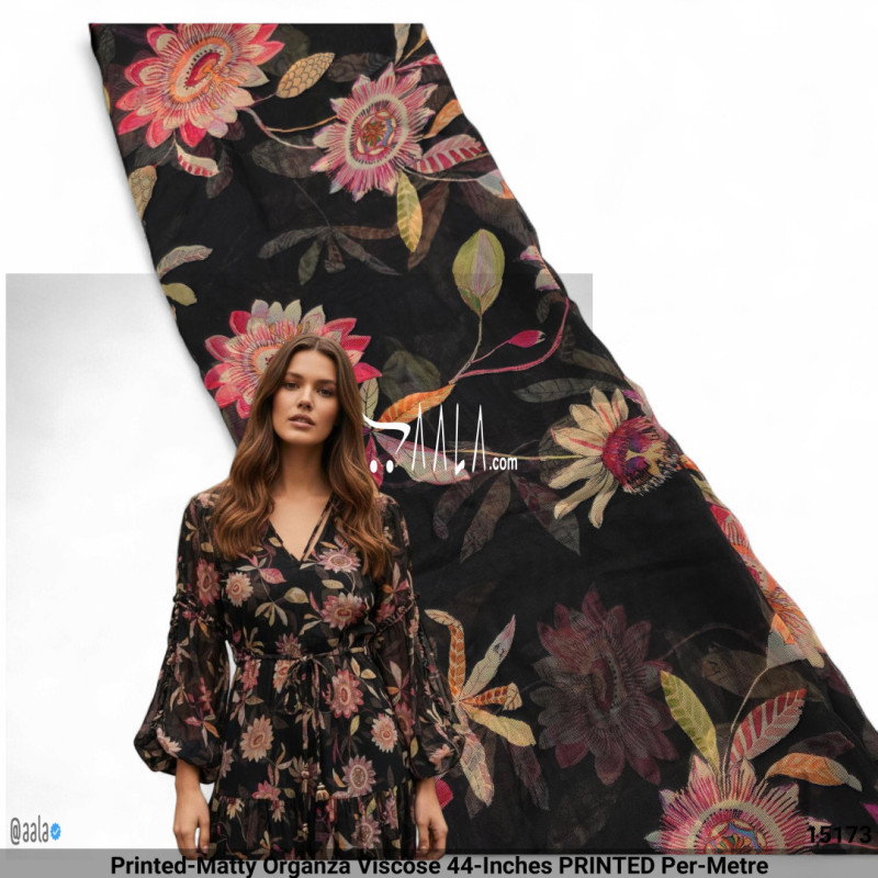 Printed-Matty Organza Viscose 44-Inches PRINTED Per-Metre