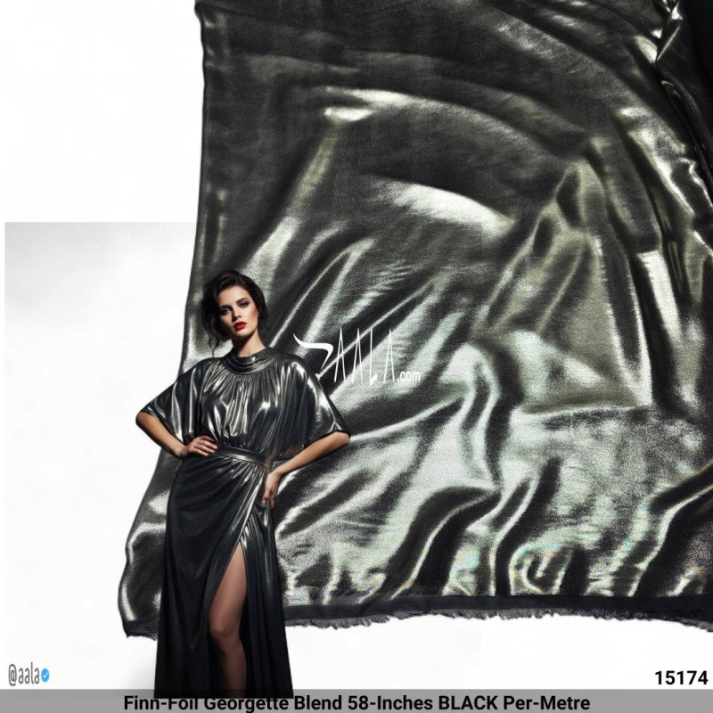 Finn-Foil Georgette Blend 58-Inches BLACK Per-Metre