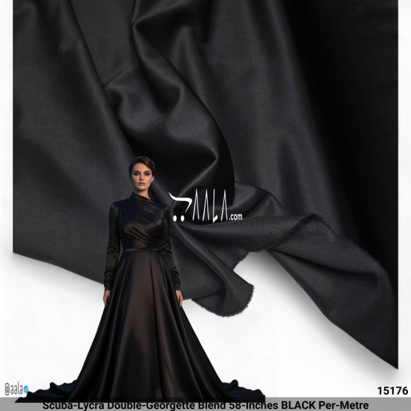 Scuba-Lycra Double-Georgette Blend 58-Inches BLACK Per-Metre
