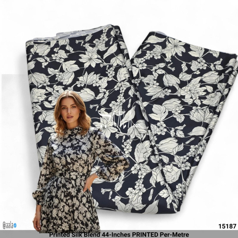 Printed Silk Blend 44-Inches PRINTED Per-Metre