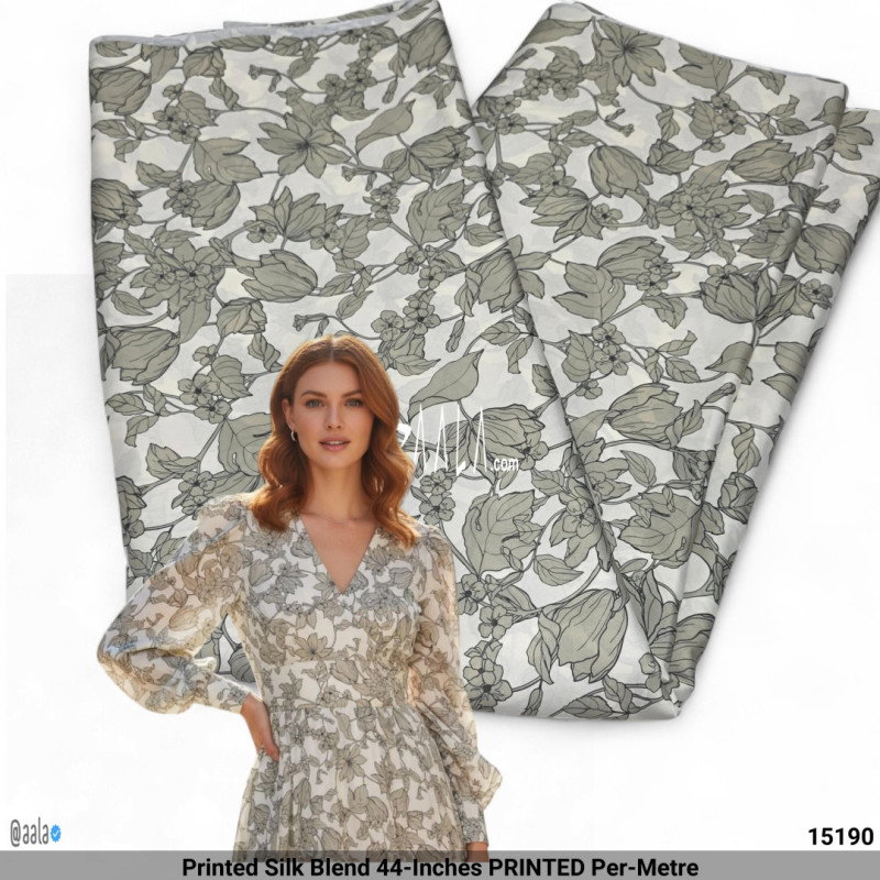 Printed Silk Blend 44-Inches PRINTED Per-Metre