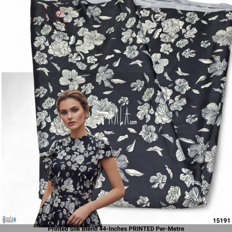 Printed Silk Blend 44-Inches PRINTED Per-Metre