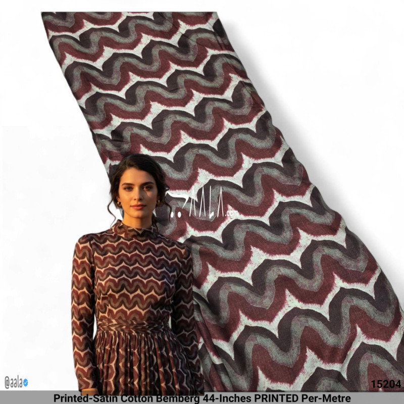 Printed-Satin Cotton Bemberg 44-Inches PRINTED Per-Metre
