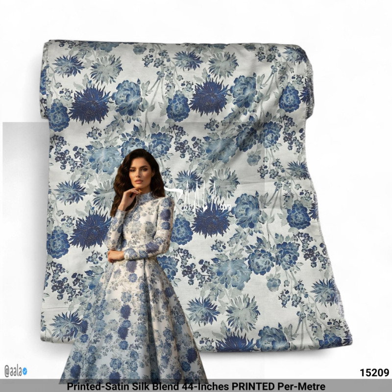 Printed-Satin Silk Blend 44-Inches PRINTED Per-Metre