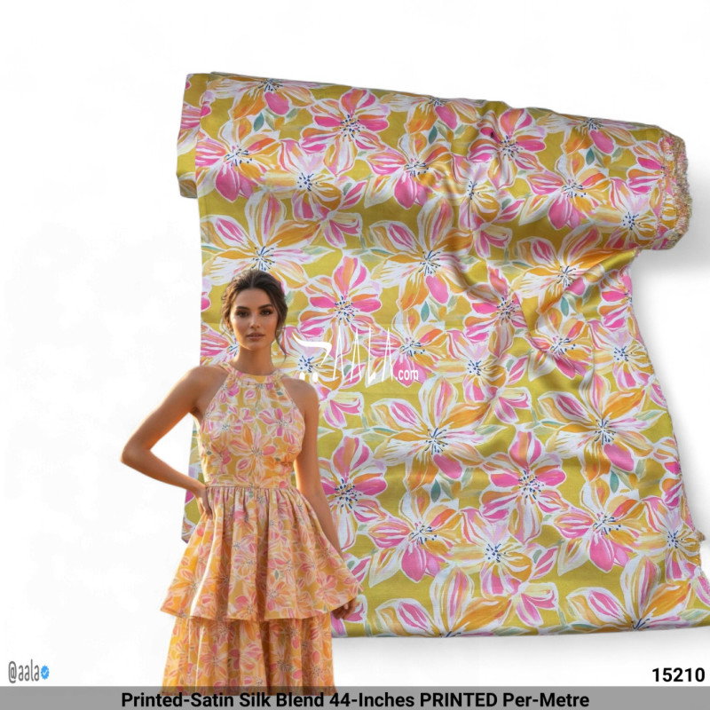 Printed-Satin Silk Blend 44-Inches PRINTED Per-Metre