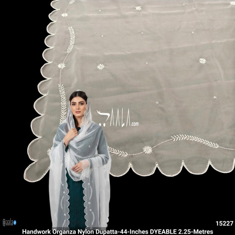 Handwork Organza Nylon Dupatta-44-Inches DYEABLE 2.25-Metres