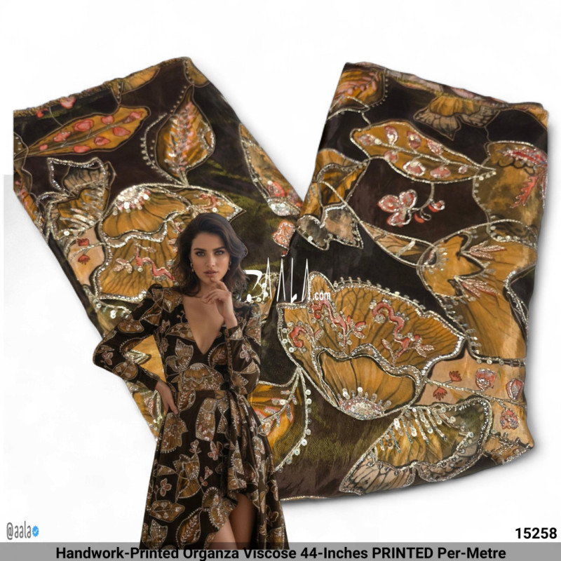 Handwork-Printed Organza Viscose 44-Inches PRINTED Per-Metre