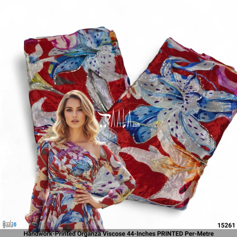 Handwork-Printed Organza Viscose 44-Inches PRINTED Per-Metre