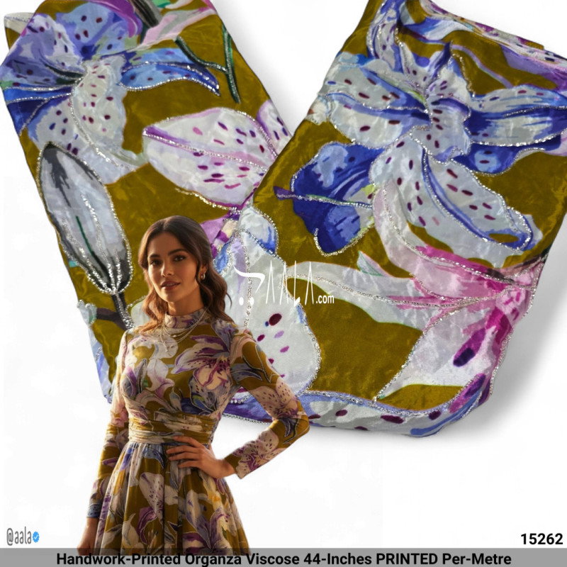 Handwork-Printed Organza Viscose 44-Inches PRINTED Per-Metre