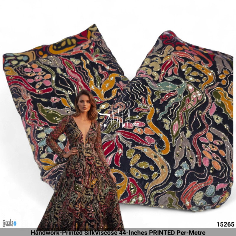 Handwork-Printed Silk Viscose 44-Inches PRINTED Per-Metre