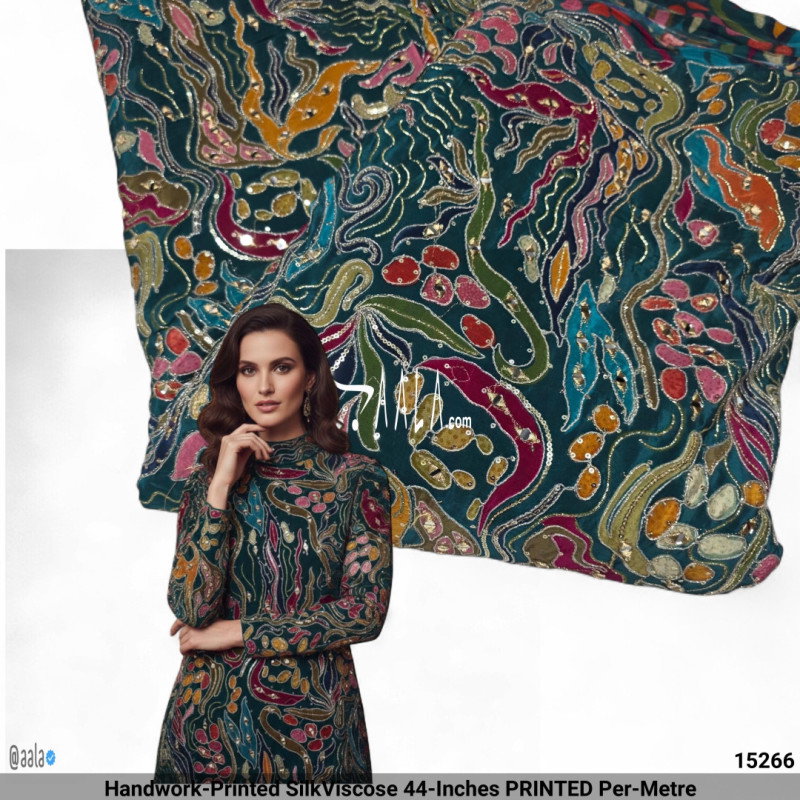 Handwork-Printed Silk Viscose 44-Inches PRINTED Per-Metre