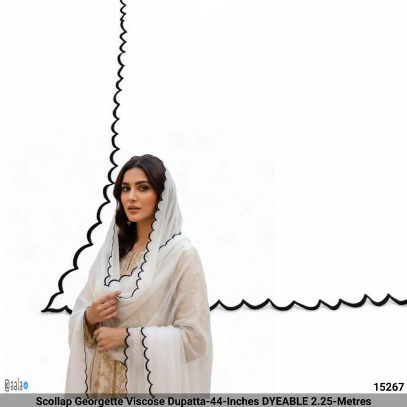 Scollap Georgette Viscose Dupatta-44-Inches DYEABLE 2.25-Metres