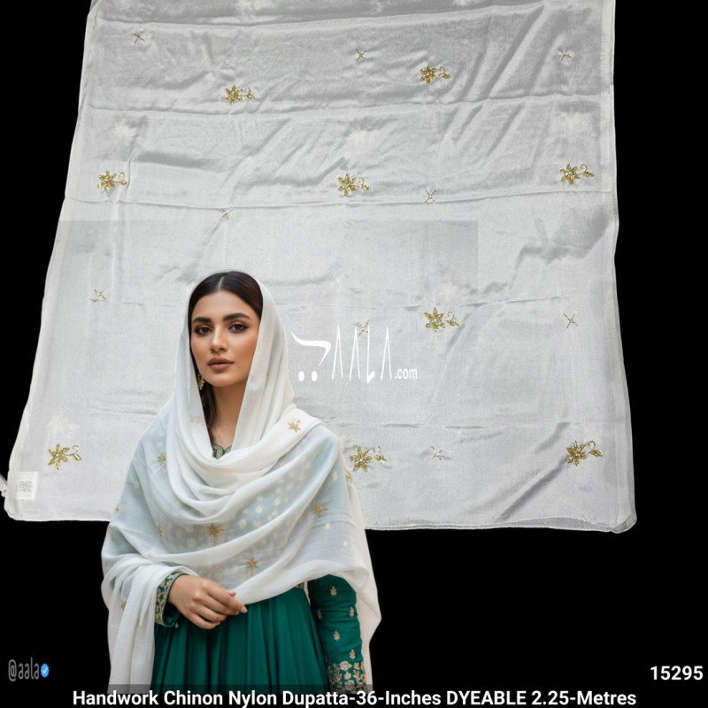 Handwork Chinon Nylon Dupatta-36-Inches DYEABLE 2.25-Metres