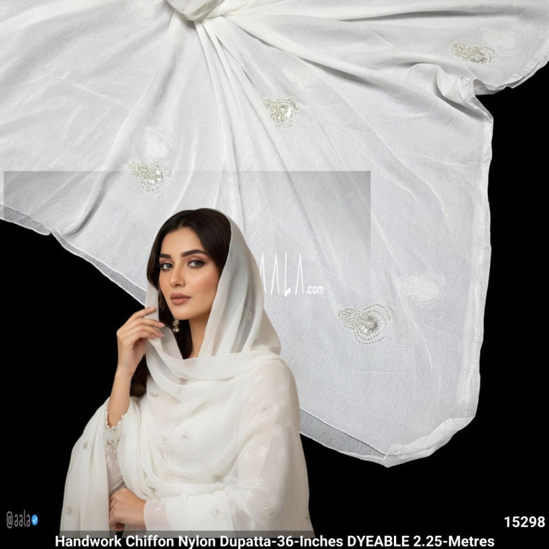 Handwork Chiffon Nylon Dupatta-36-Inches DYEABLE 2.25-Metres