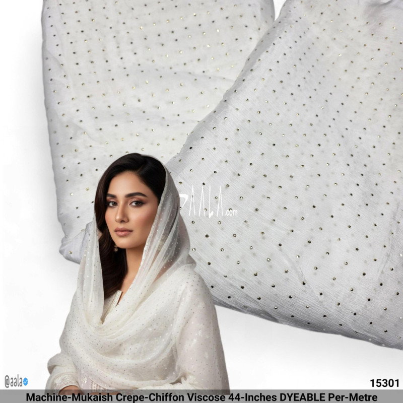 Machine-Mukaish Crepe-Chiffon Viscose 44-Inches DYEABLE Per-Metre
