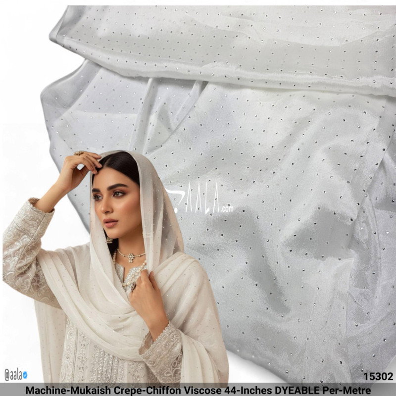 Machine-Mukaish Crepe-Chiffon Viscose 44-Inches DYEABLE Per-Metre