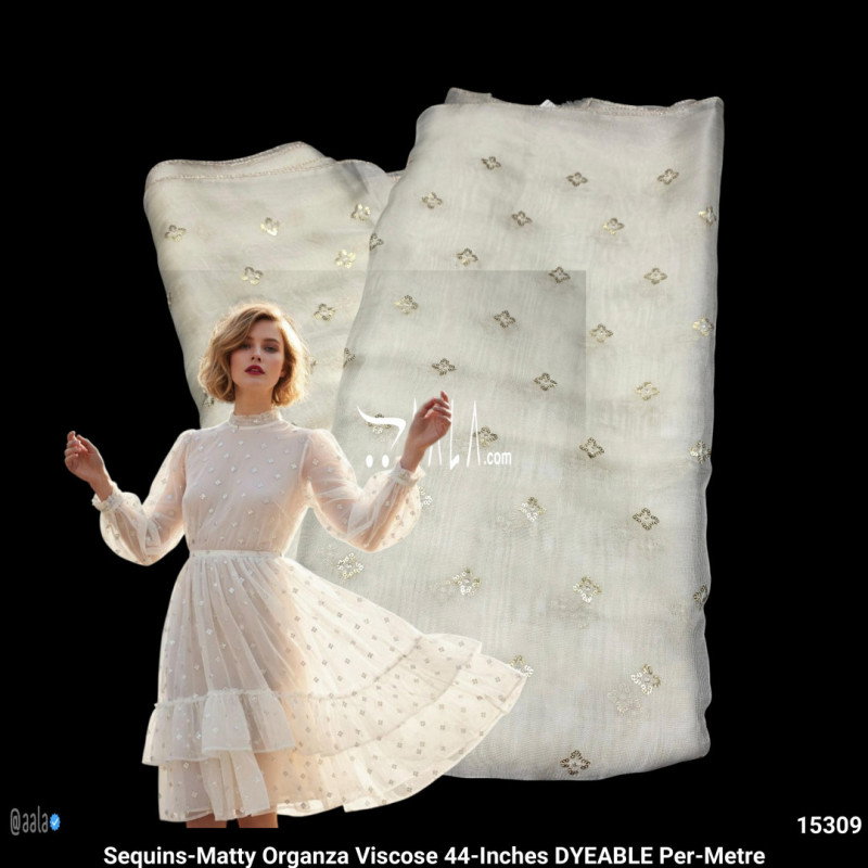 Sequins-Matty Organza Viscose 44-Inches DYEABLE Per-Metre