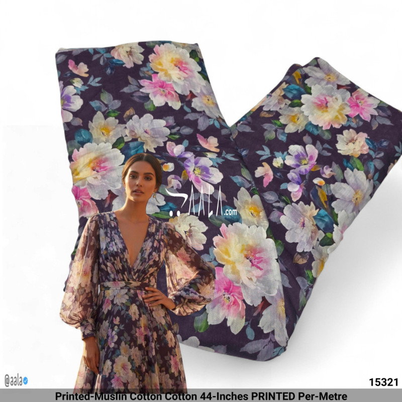 Printed-Muslin Cotton Cotton 44-Inches PRINTED Per-Metre
