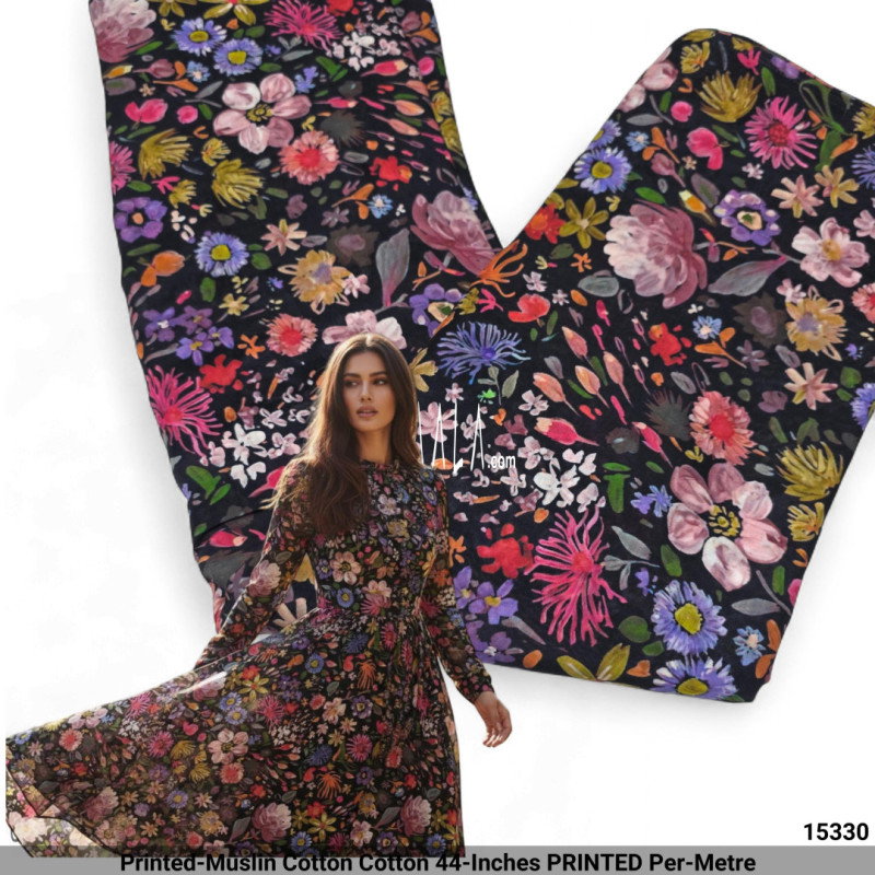 Printed-Muslin Cotton Cotton 44-Inches PRINTED Per-Metre
