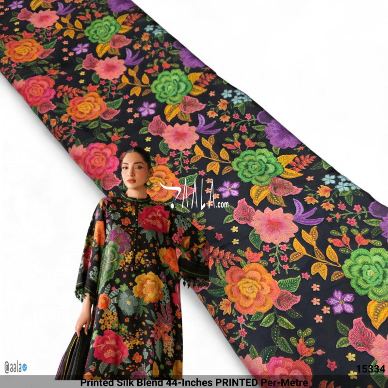 Printed Silk Blend 44-Inches PRINTED Per-Metre
