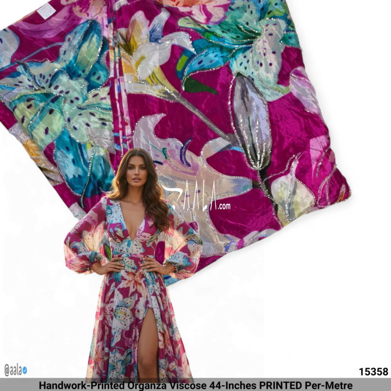 Handwork-Printed Silk Viscose 44-Inches PRINTED Per-Metre
