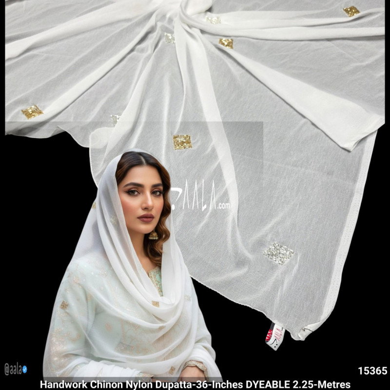 Handwork Chinon Nylon Dupatta-36-Inches DYEABLE 2.25-Metres