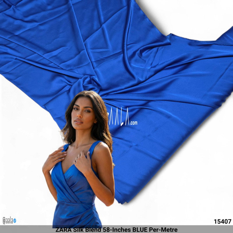 ZARA Silk Blend 58-Inches BLUE Per-Metre