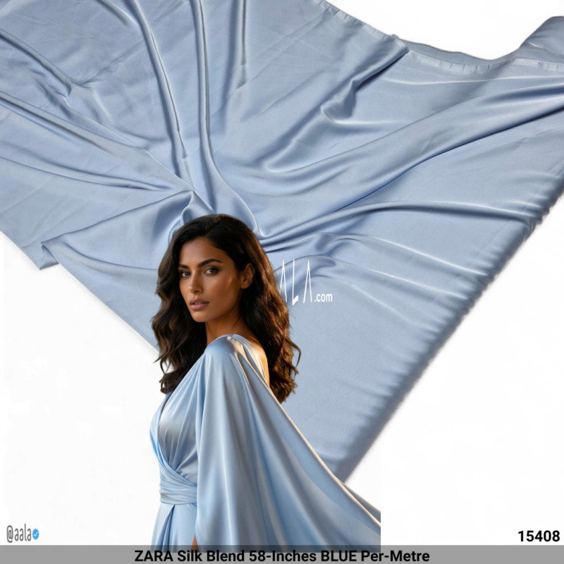 ZARA Silk Blend 58-Inches BLUE Per-Metre
