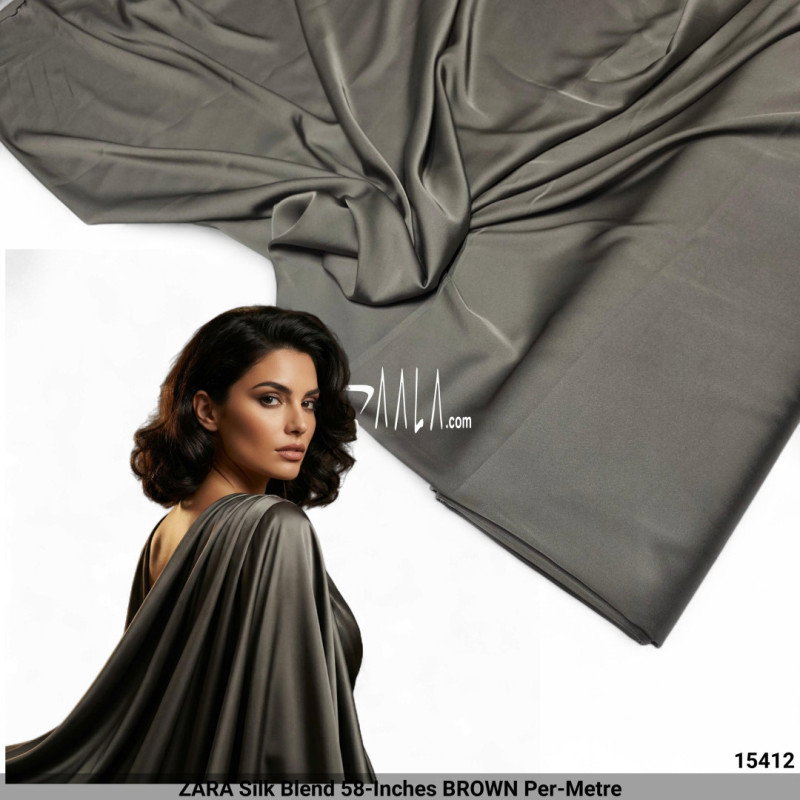 ZARA Silk Blend 58-Inches BROWN Per-Metre
