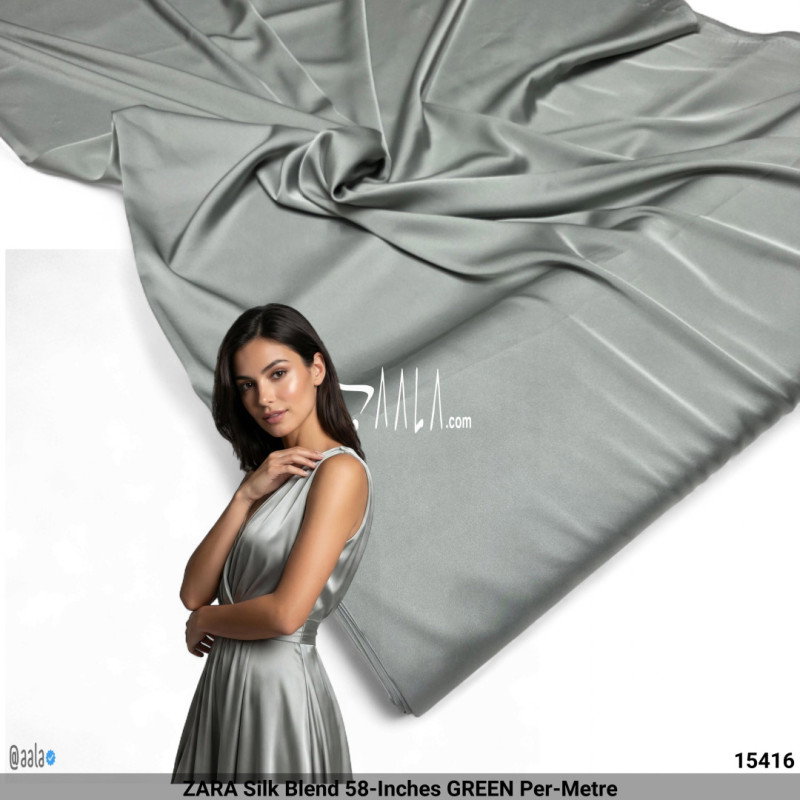ZARA Silk Blend 58-Inches GREEN Per-Metre