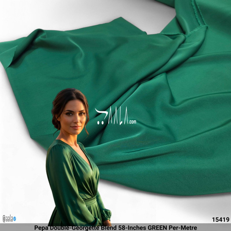 Pepa Double-Georgette Blend 58-Inches GREEN Per-Metre