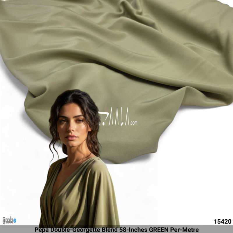 Pepa Double-Georgette Blend 58-Inches GREEN Per-Metre