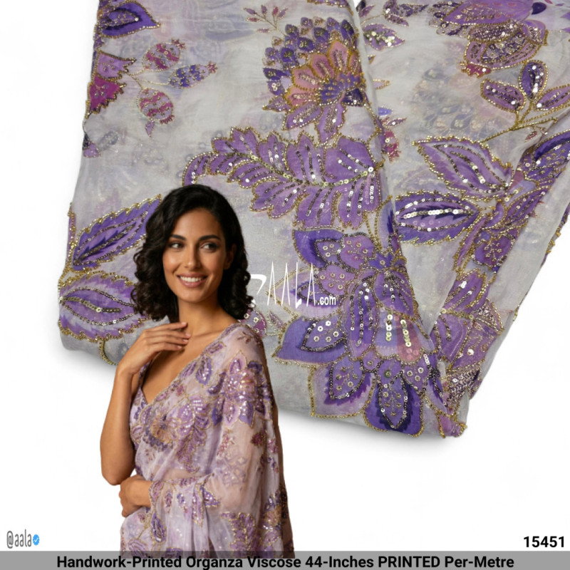 Handwork-Printed Organza Viscose 44-Inches PRINTED Per-Metre