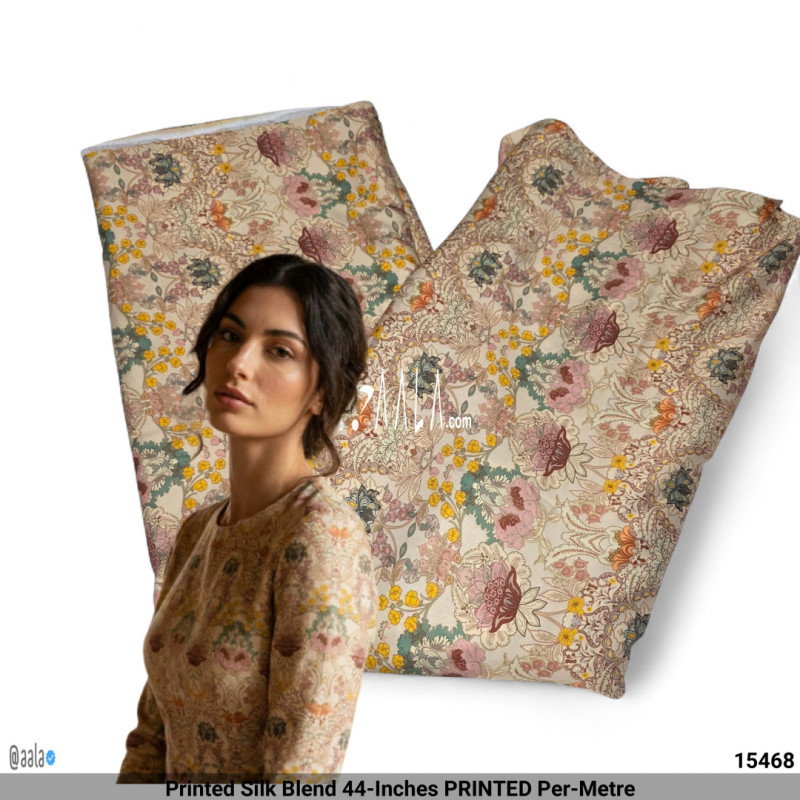 Printed Silk Blend 44-Inches PRINTED Per-Metre