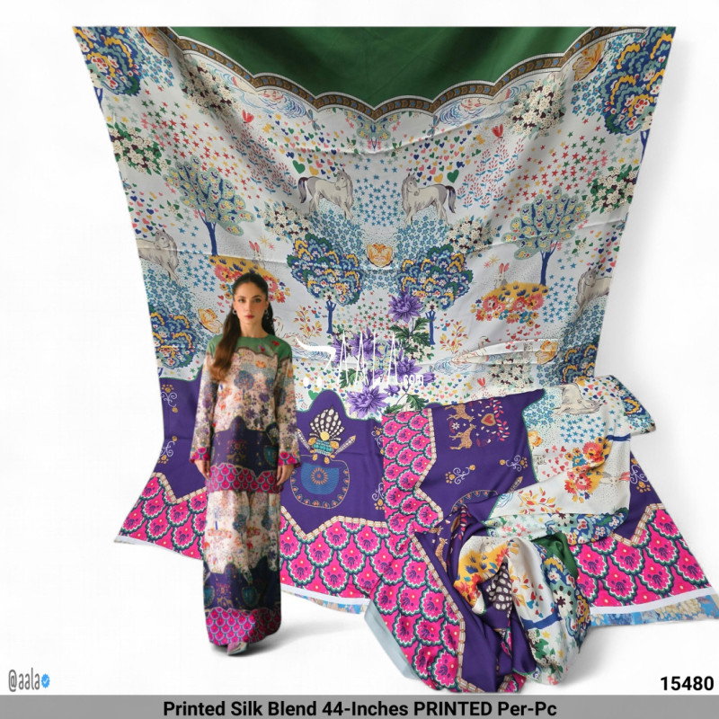 Printed Silk Blend 44-Inches PRINTED Per-Pc