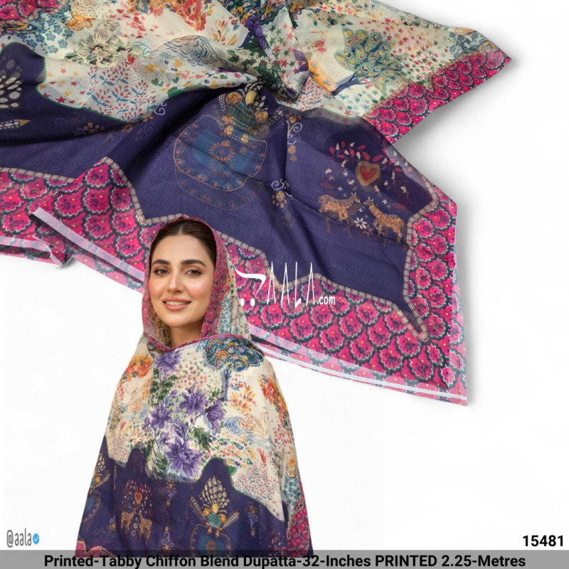 Printed-Tabby Chiffon Blend Dupatta-32-Inches PRINTED 2.25-Metres