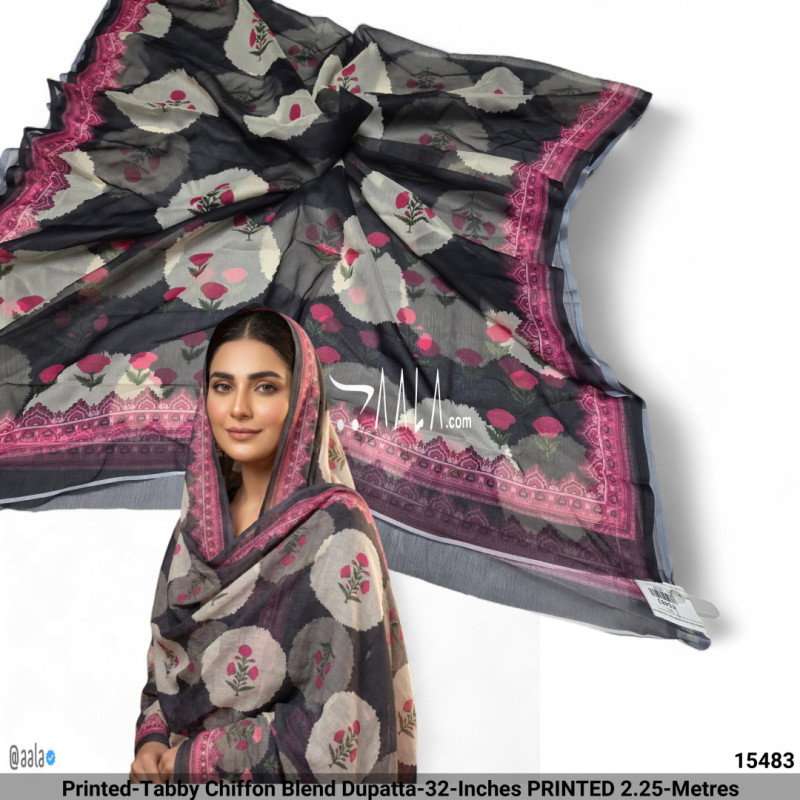 Printed-Tabby Chiffon Blend Dupatta-32-Inches PRINTED 2.25-Metres