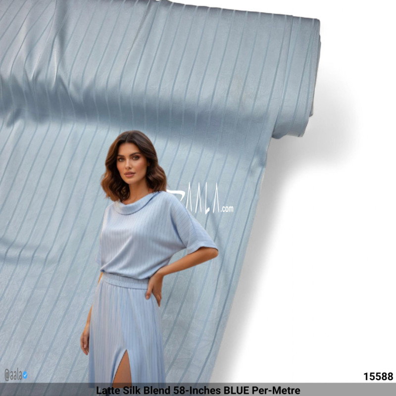 Latte Silk Blend 58-Inches BLUE Per-Metre